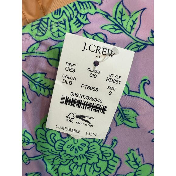 J.Crew Strapless Adjustable Floral Lilac Green Resort One Piece Swimsuit Small - Picture 2 of 4